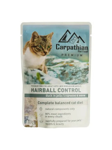 Влажный корм для кошек Carpathian Pet Food Hairball control с уткой в желе для вывода шерсти 80 г