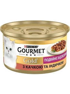 Влажный корм для кошек Gourmet Gold Двойное удовольствие с уткой и индейкой 85 г