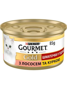 Влажный корм для кошек Gourmet Gold Кусочки в подливке с лососем и курицей 85 г