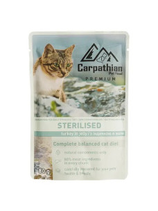 Влажный корм для кошек Carpathian Pet Food Sterilised с индейкой в желе 80 г