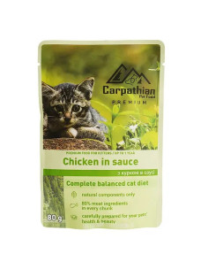 Влажный корм для котят Carpathian Pet Food Курица в соусе, 80 г