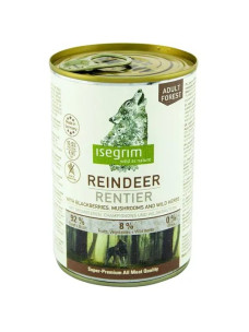 Вологий корм для собак Isegrim Adult Reindeer Оленина з ожиною та грибами 400 г