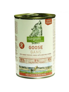 Вологий корм для дорослих собак Isegrim Adult Goose Гусак з бататом, шипшиною і травами 400 г