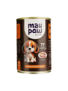 Повнораціонний корм для дорослих собак MAU PAW Шматочки в соусі з птицею консервовані 415 г