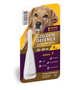 Краплі на холку Golden Defence для собак 30-40 кг від бліх і кліщів