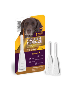 Краплі на холку Golden Defence 20-30кг для собак від бліх, вошей, гельмінтів та кліщів