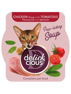 Суп для кошек Delickcious из курицы с томатами и шпинатом 80 г
