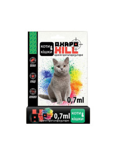 Капли на холку Акаро KILL 0,7 мл для кошек весом до 5 кг от блох, клещей, насекомых