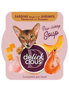 Суп для кошек Delickcious из сардины с креветками и тыквой 80 г