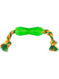 Игрушка Agility для собак гантель, 12см зеленая на цветном канате