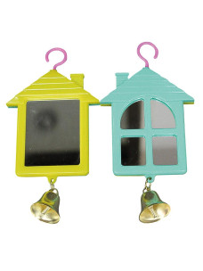 Игрушка для попугаев Dodo домик с зеркалом и колокольчиком 16см