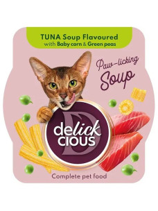 Суп для кошек Delickcious из тунца с мини-кукурузой и зеленым горошком 80 г