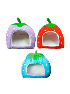 Домик для кошек и собак Земляника L 30х30х30 см голубой 22-4-6