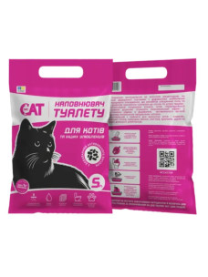 Древесный наполнитель туалета для кошек WC CAT с активированным углем, 5 л