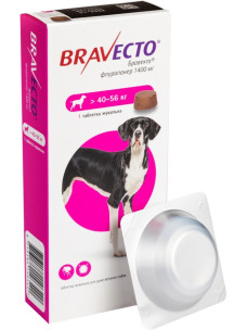 Жевательная таблетка Bravecto (Бравекто) от блох и клещей для собак 40 - 56 кг (1400мг)