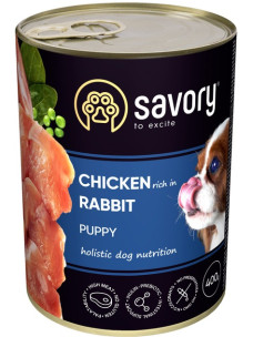 Вологий корм Savory (Сейворі) Rabbit & Chicken Puppy з кроликом та куркою для цуценят, 400 г