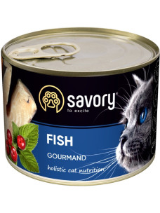 Вологий корм Savory (Сейворі) Cat Gourmand Fish з рибою для дорослих вибагливих котів, 200 г