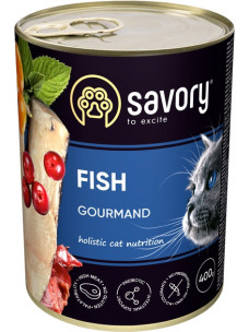 Вологий корм Savory (Сейворі) Cat Gourmand Fish з рибою для дорослих вибагливих котів, 400 г