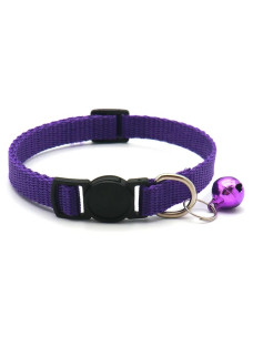 Ошейник нейлоновый для кошек и мелких собак 10мм/34см со звонком фиолетовый