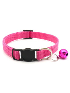Ошейник нейлоновый для кошек и мелких собак 10мм/34см со звонком розовый