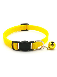 Ошейник нейлоновый для кошек и мелких собак 10мм/34см со звонком желтый