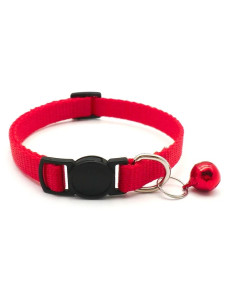 Ошейник нейлоновый для кошек и мелких собак 10мм/34см со звонком красный