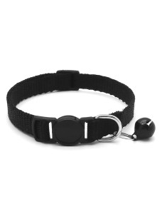 Ошейник нейлоновый для кошек и мелких собак 10мм/34см со звонком черный