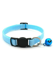 Ошейник нейлоновый для кошек и мелких собак 10мм/34см со звонком голубой