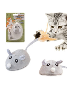 Интерактивная игрушка для кошек Magic tail, автоматическая электрическая мышь на колесах с USB зарядкой 10х7см