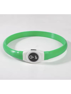 Нашийник з LED підсвічуванням з USB силіконовий універсальний зелений 65см
