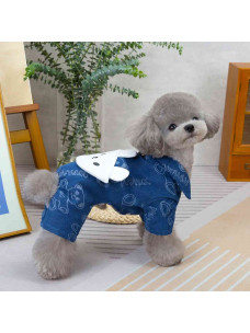 Зимний комбинезон джинс на меху с сумкой на кнопках синий L Д-30см ОГ-42см ОШ-29см 3-4,25кг