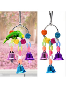 Игрушка для попугаев кольцо с колокольчиками на цепочках 15см