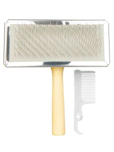 2356 Пуходерка+гребешок деревянная ручка 11*14см