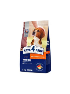 Club 4 Paws Premium Medium сухой корм с курицей для собак средних пород 2 кг (Клуб 4 Лапы)