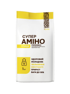 Премикс ТО-МИКС Супер Амино птица 1кг, витаминно-минеральная добавка для кормления бройлеров, кур-несушек, водоплавающей птицы