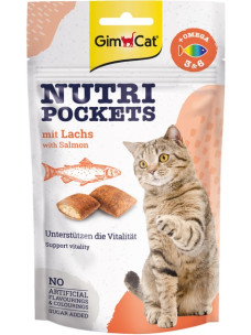 Витаминное лакомство для кошек GimCat Nutri Pockets with Salmon Омега 3 и Омега 6, 60 г (419626)