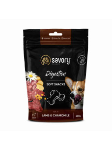 М'які ласощі для собак Savory (Сейворі) Soft Snacks Digestion Lamb & Chamomile з ягнятком та ромашкою для поліпшення травлення, 200 г