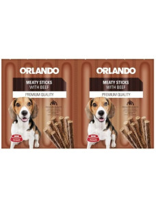 Ласощі для собак Orlando meaty sticks with beef м'ясні палички для собак з яловичиною 1 блістер (8 паличок)