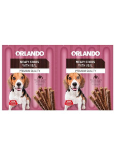 Ласощі для собак Orlando meaty sticks with veal м'ясні палички для собак з телятиною 1 блістер (8 паличок)