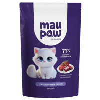Полнорационный корм для взрослых кошек MAU PAW Кусочки в соусе с говядиной и печенью 100 г