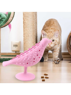 Игрушка кормушка Птичка дентал резиновая с кошачей мятой розовая 12,5х10х5см