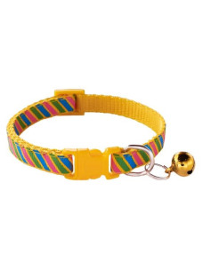 Ошейник нейлоновый для кошек и мелких собак 10мм/34см полоска со звонком желтый