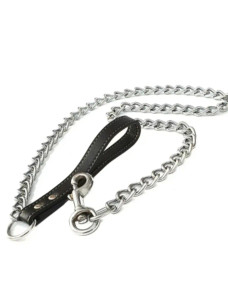Поводок-цепочка с ручкой из экокожи для собак, 2мм/120см