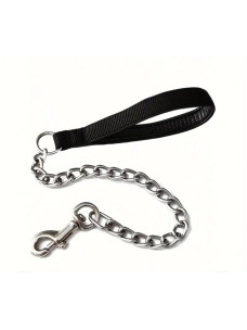 Поводок-цепочка для собак с ручкой из экокожи и нейлона, 2,5мм/120см