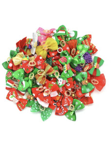 Бантик украшение новогодний на силиконовой резинке.