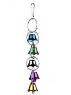 Игрушка для попугаев гирлянда кольца металлические с колокольчиками 14см