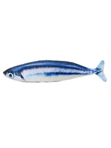 Игрушка для кота рыба плюшевая 3D Сайра с кошачьей мятой