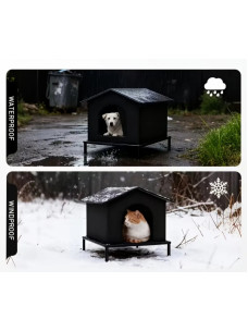 Будка термодом уличный водонепроницаемый для животных, собак, кошек, защита от холода, дождя, ветра, размер 42х42х44см 44333 + ножки черная