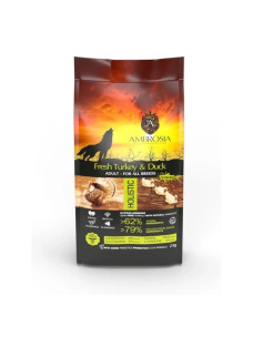 Сухой корм для взрослых собак всех пород Ambrosia Grain Dog Adult Fresh Turkey & Duck свежая индейка и утка, 2 кг