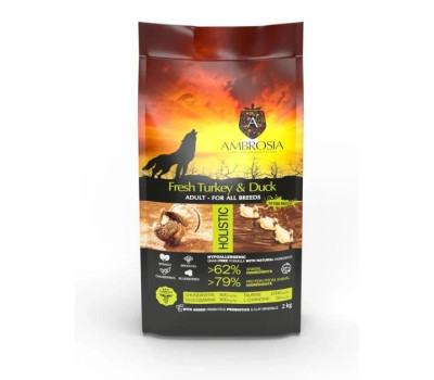 Сухий корм для дорослих собак усіх порід Ambrosia Grain Dog Adult Fresh Turkey & Duck свіжа індичка та качка, 2 кг